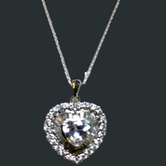 Sterling Silver Heart Shaped Multi Stone Necklace - Picture 4 of 6